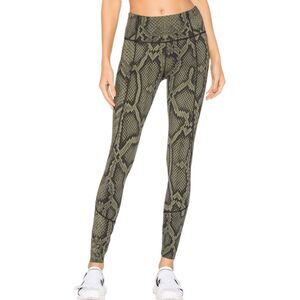 Varley Leggings Womens XS Olive Green Snake Print Bedford Tight Athleisure Yoga
